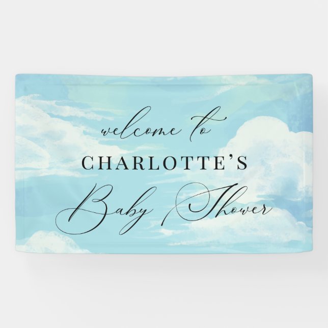 Bannière de bienvenue Baby Shower Ciel Bleu (Horizontal)