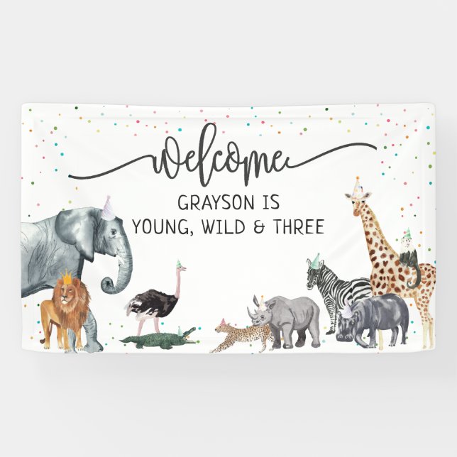 Bannière de bienvenue d'anniversaire d'animal de f (Horizontal)
