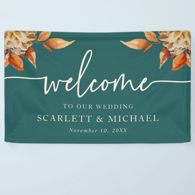 Bannière de bienvenue d'automne rustique (Rustic Fall Floral Welcome 
Sign Banner by Painted Paperie
)