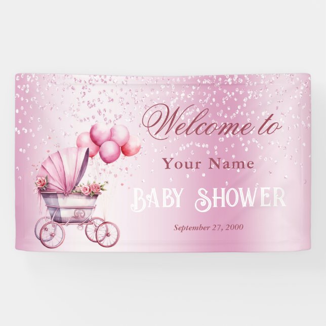 Bannière de bienvenue de la poutre rose (Horizontal)