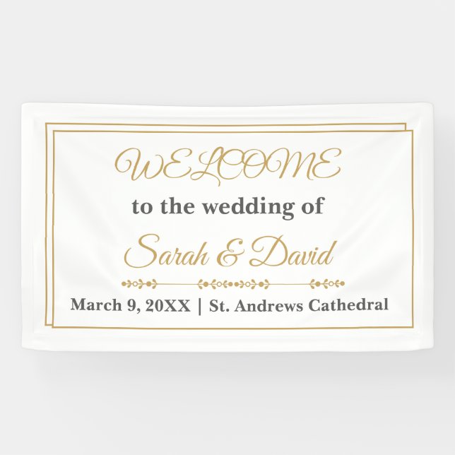 Bannière de bienvenue de mariage à double bordure  (Horizontal)