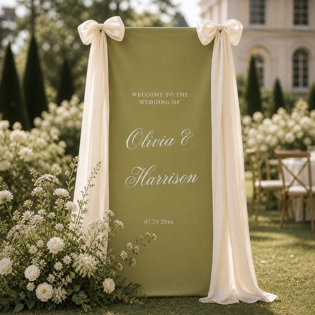 Bannière de bienvenue de mariage calligraphiée Oli (Créateur téléchargé)