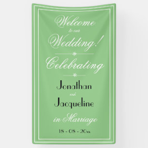 Bannière de bienvenue de mariage chic vert clair é
