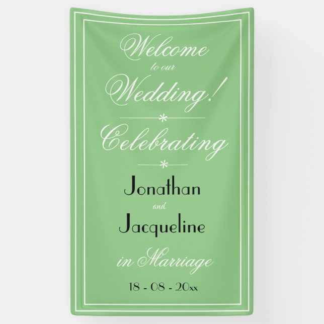 Bannière de bienvenue de mariage chic vert clair é (Vertical)