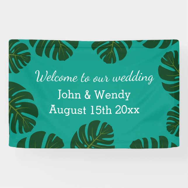 Bannière de bienvenue de mariage de plage avec des (Horizontal)