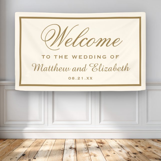 Bannière de bienvenue de mariage élégante crème et (Créateur téléchargé)