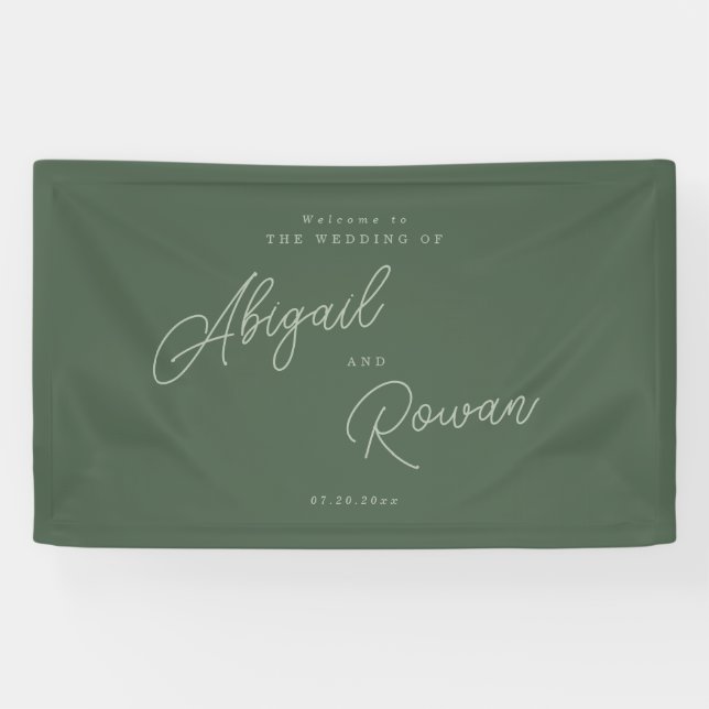 Bannière de bienvenue de mariage élégante vert for (Horizontal)
