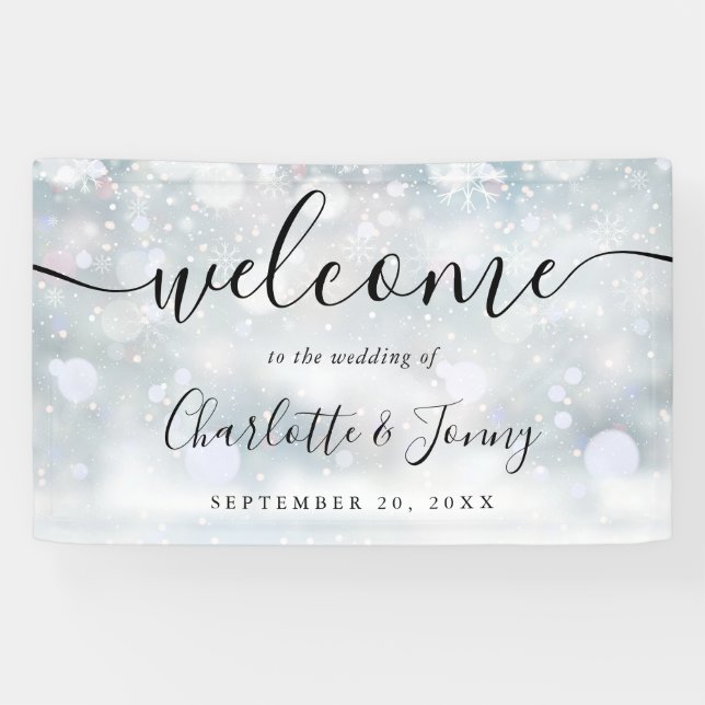 Bannière de bienvenue de mariage en écriture de fl (Horizontal)