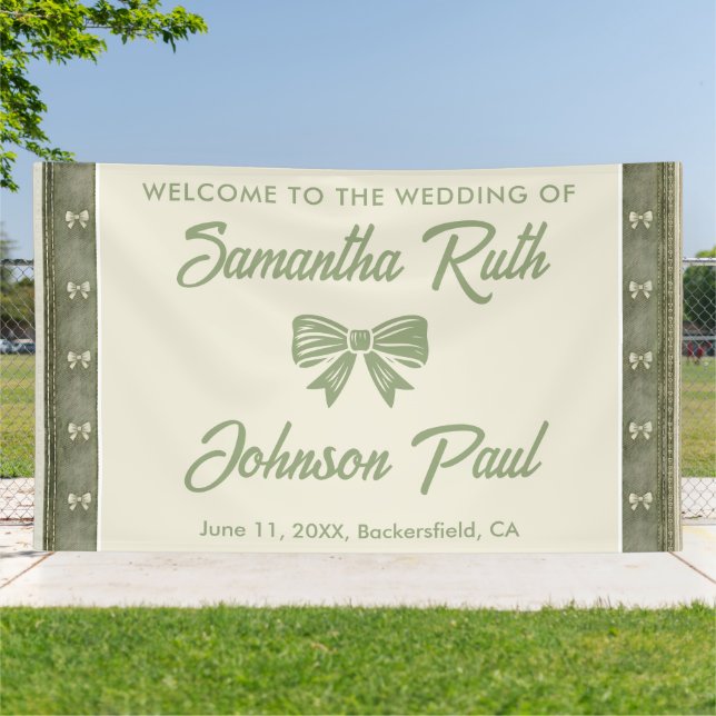 Bannière de Bienvenue de Mariage en Jean Rustique  (Dehors)
