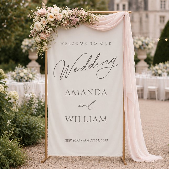 Bannière de bienvenue de mariage minimal élégant (Créateur téléchargé)