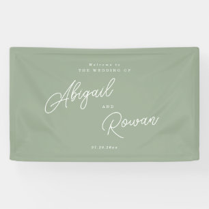 Bannière de bienvenue de mariage minimaliste vert 