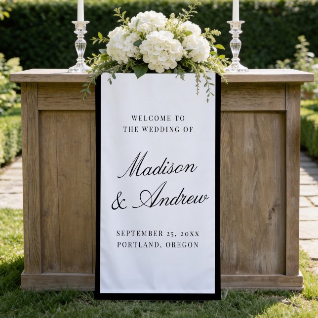 Bannière de bienvenue de mariage moderne à bordure (Créateur téléchargé)