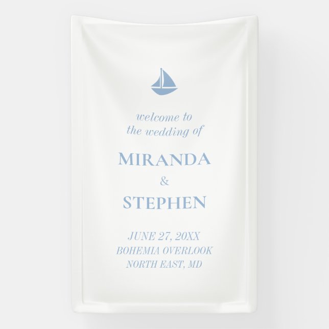 Bannière de bienvenue de mariage nautique (Verticale)