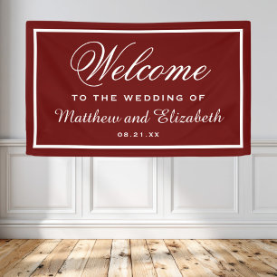 Bannière de bienvenue de mariage personnalisée rou