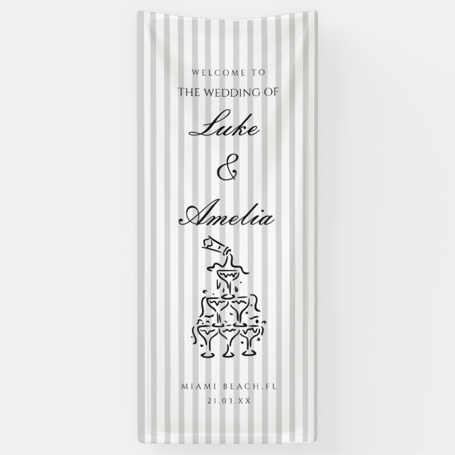 Bannière de bienvenue de mariage personnalisée sim (Vertical)