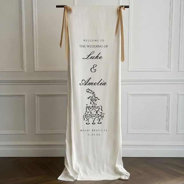 Bannière de bienvenue de mariage personnalisée sim (Créateur téléchargé)