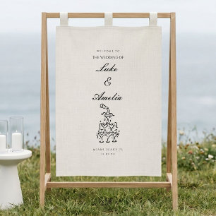 Bannière de bienvenue de mariage personnalisée sim