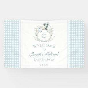 Bannière de bienvenue du Baby shower de cigogne bl