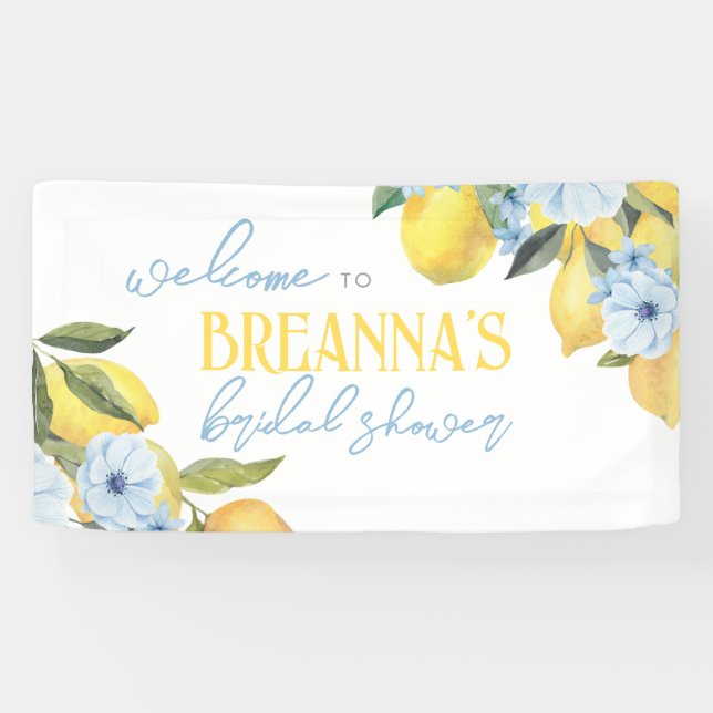 Bannière de bienvenue en vinyle aquarelle Lemon &  (Horizontal)
