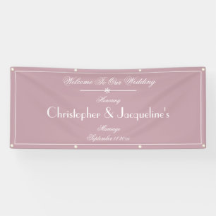 Bannière de bienvenue extérieure mariage rose pous