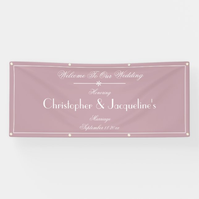 Bannière de bienvenue extérieure mariage rose pous (Horizontal)
