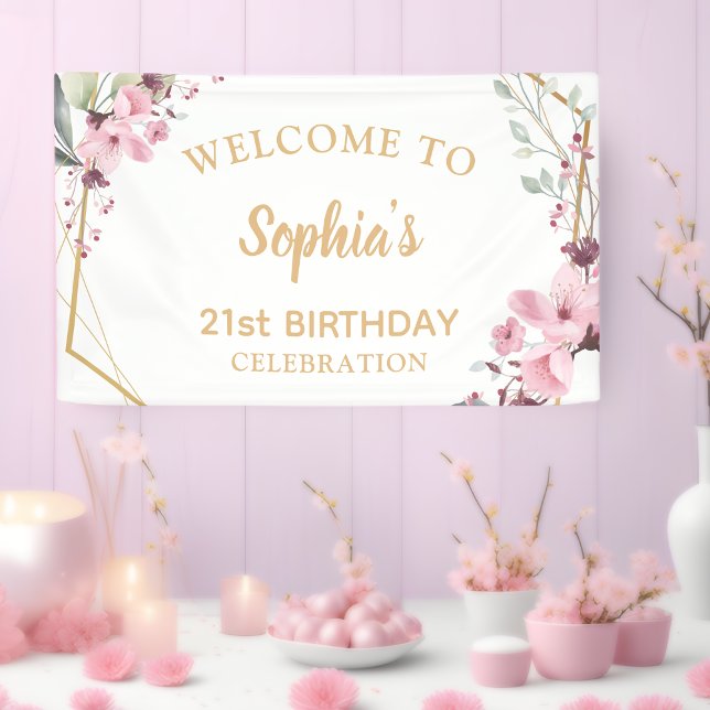 Bannière de Bienvenue Géante pour les 21 ans de Ch (A Cherished Welcome, Graced in Gold! 🌸✨)