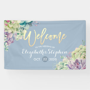 Bannière de bienvenue mariage Aquarelle Plantes su