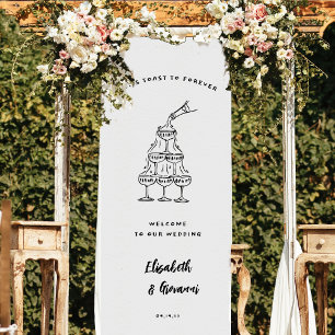 Bannière de Bienvenue Mariage   Art Doodle Rétro F