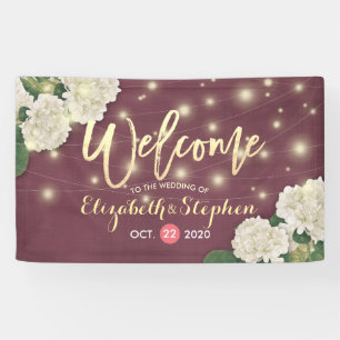 Bannière de bienvenue mariage Hydrangea String Lig