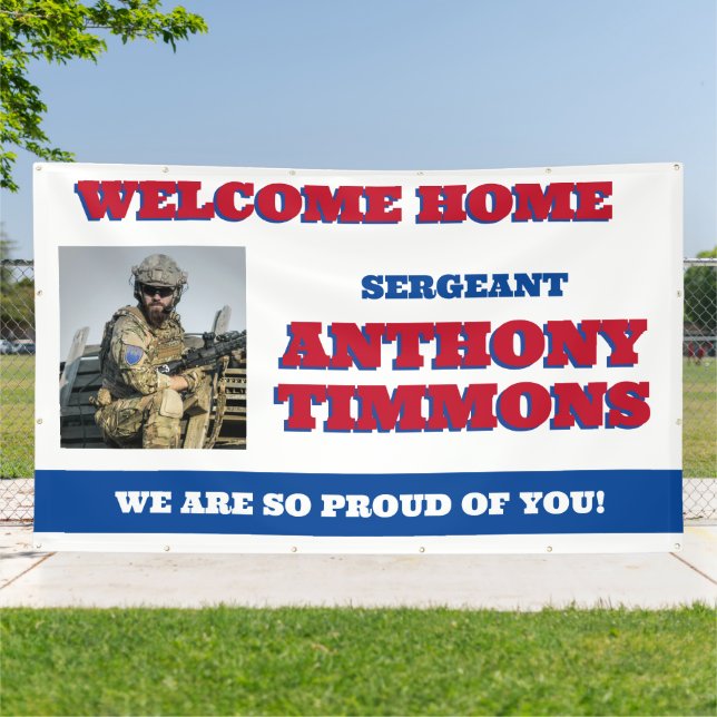Bannière de bienvenue personnalisée pour militaire (Dehors)