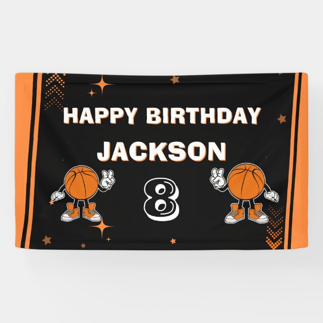 Bannière de bienvenue pour anniversaire de basketb (Horizontal)
