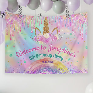 Bannière de bienvenue pour anniversaire licorne ro