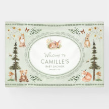 Bannière de bienvenue pour Baby Shower Bois de Sag