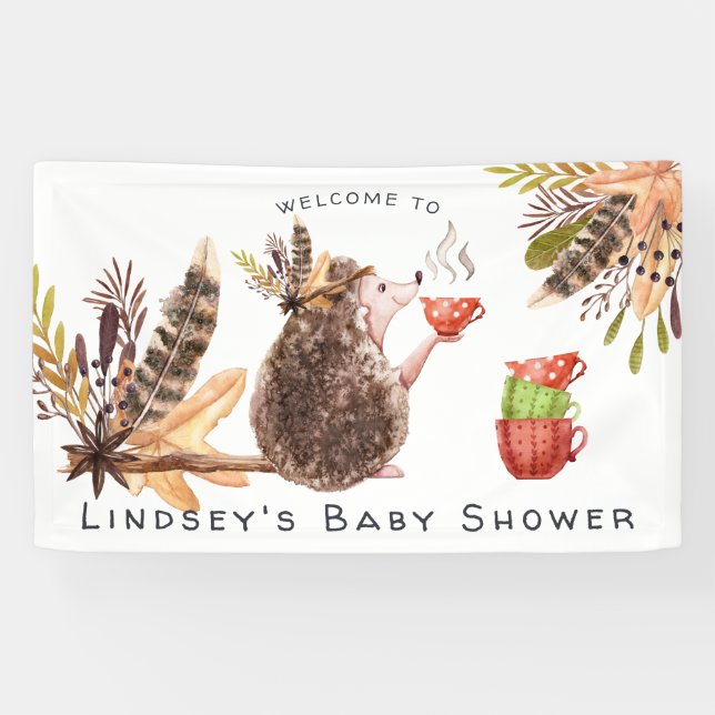 Bannière de bienvenue pour Baby Shower | Hérisson  (Horizontal)