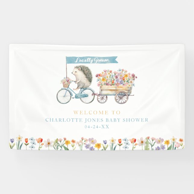 Bannière de bienvenue pour Baby Shower Hérisson Bl (Horizontal)