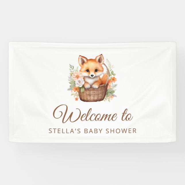 Bannière de bienvenue pour bébé renard de la forêt (Horizontal)