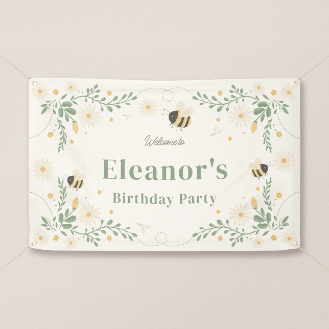 Bannière de bienvenue pour fête d'anniversaire Lit (Wildflower Flight - 2.5 x 4' Birthday Welcome Banner)