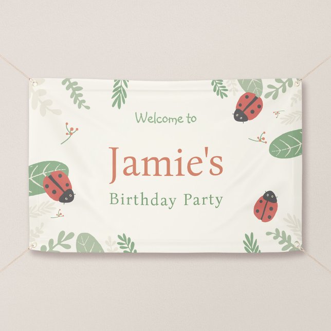 Bannière de bienvenue pour l'anniversaire de cocci (Ladybird Meadow - 2.5 x 4 foot Birthday Welcome Banner)