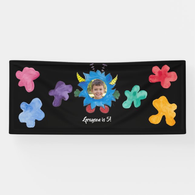 Bannière de bienvenue pour l'anniversaire du monst (Horizontal)