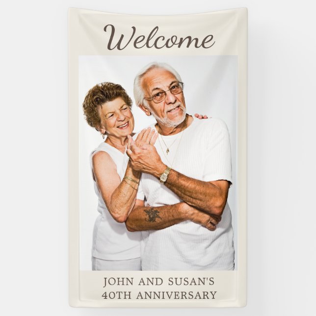 Bannière de bienvenue pour les 40 ans de mariage T (Vertical)