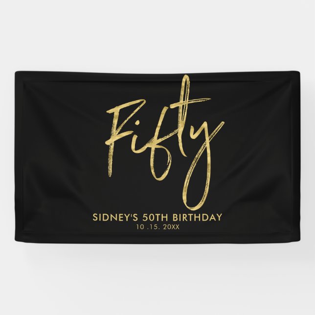 Bannière de bienvenue pour les 50 ans Gold & Black (Horizontal)