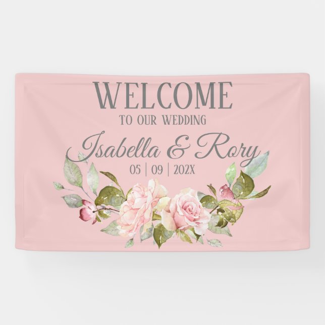 Bannière de bienvenue pour Mariage de Roses Prette (Horizontal)