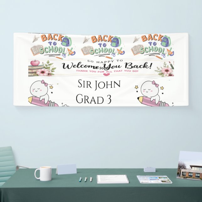 Bannière de bienvenue pour professeur au crayon aq (Salon professionnel)