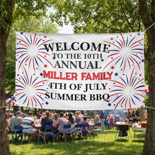 Bannière de bienvenue pour un BBQ familial patriot