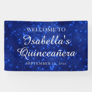 Bannière de bienvenue Quinceañera bleu marine scin