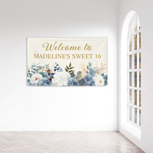 Bannière de bienvenue Sweet 16 Fleurs Blanches Ble (Créateur téléchargé)