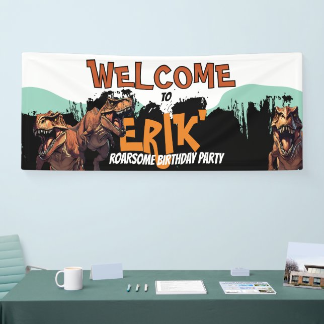 Bannière de bienvenue T-Rex – Panneau de fête de d (Salon professionnel)