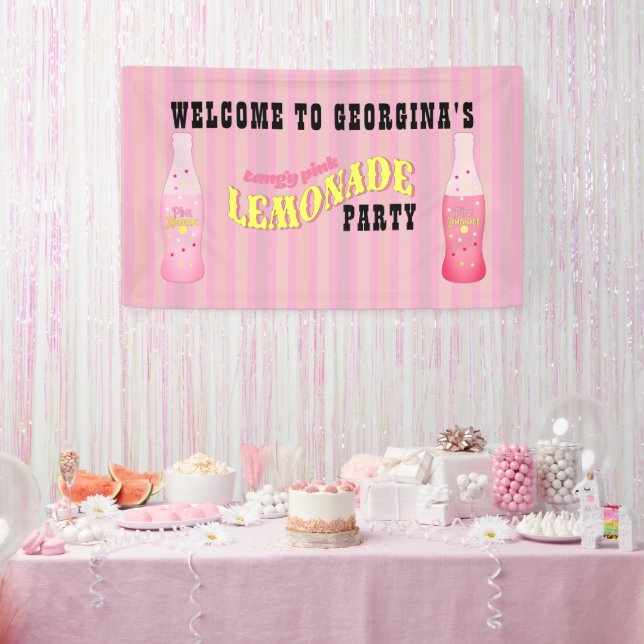 Bannière de bienvenue vintage à rayures pour anniv (Fête)