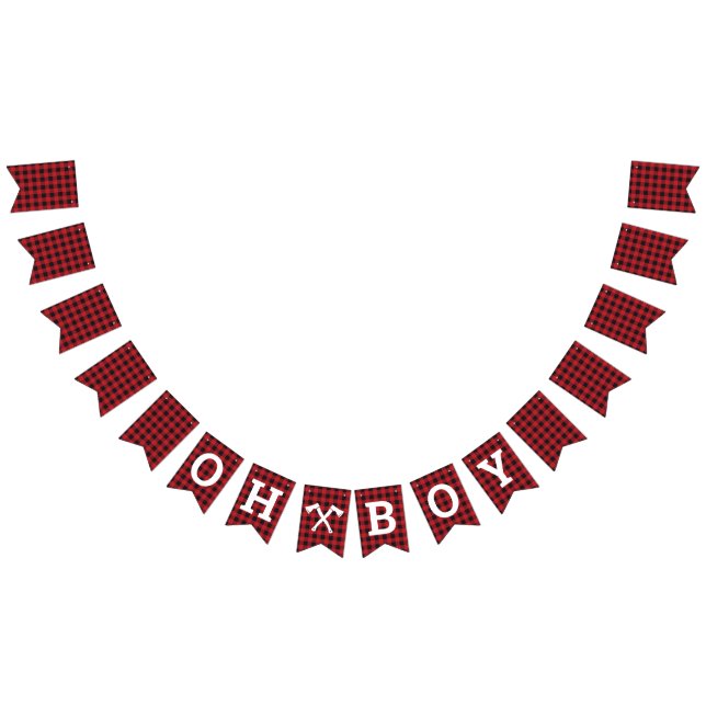 Bannière de Bunting Baby shower Plaid Oh Garçon (Tout)