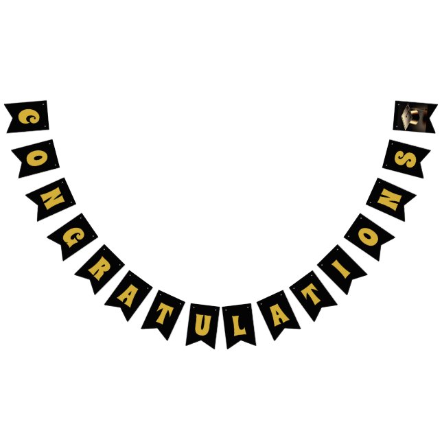 Bannière de Bunting Black & Gold "Félicitations" (Tout)